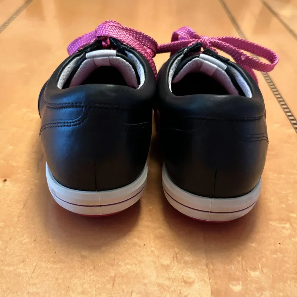 Women's Ecco Size 40 Hydromax Black & Pink Leather spikeless Golf Shoes - Picture 6 of 9